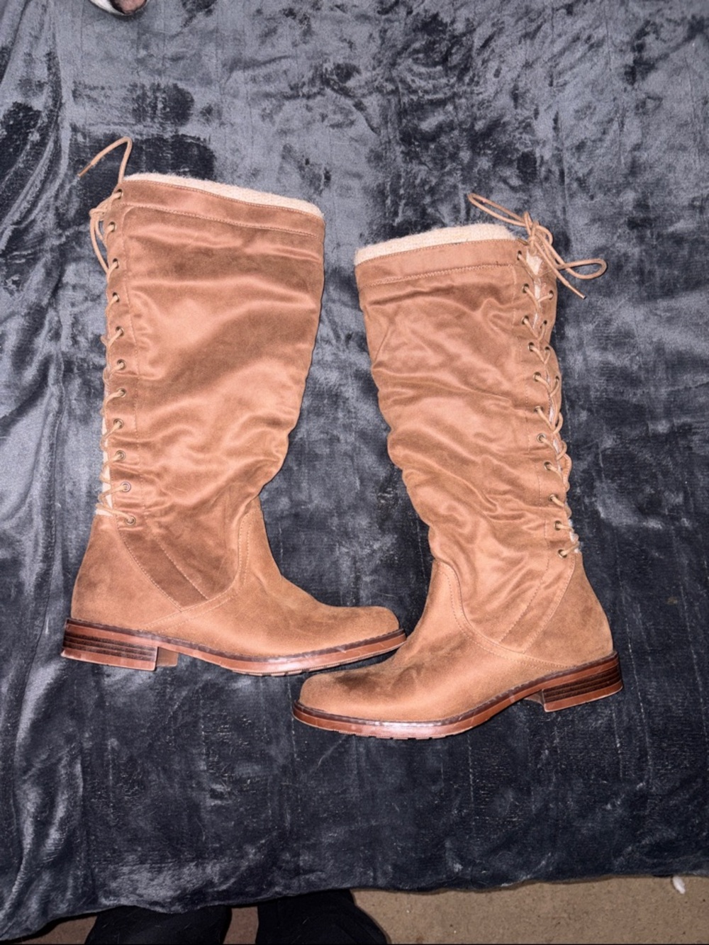 XOXO Tan Lace-Up Tall Women's Boots
